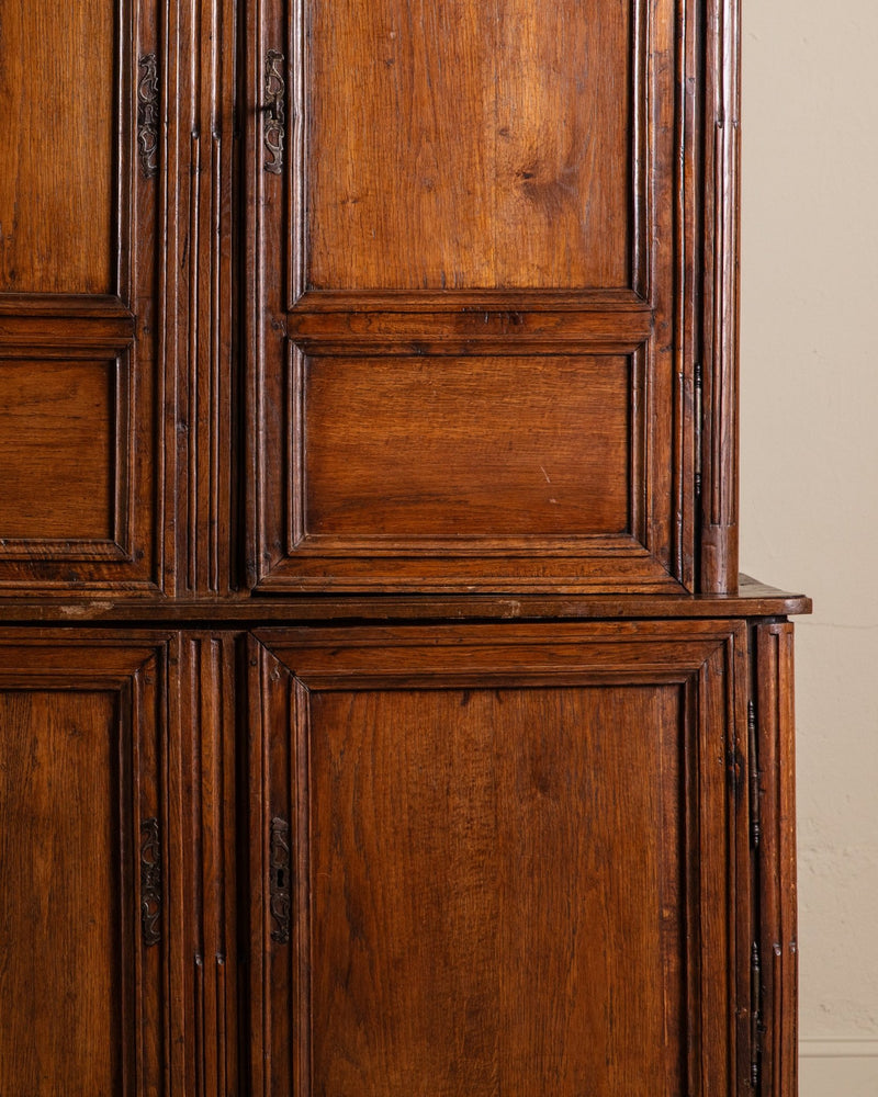 19th Century Large French Oak Two Piece Blind Door Cabinet, France, 1860's - Lone Fox