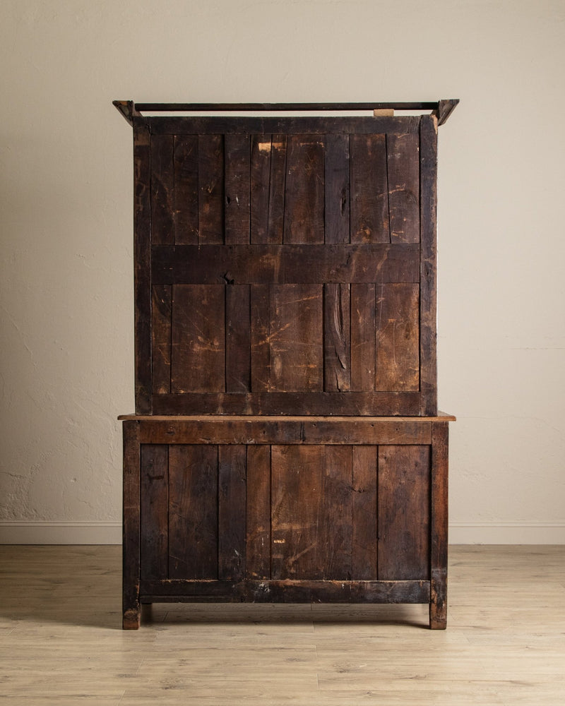 19th Century Large French Oak Two Piece Blind Door Cabinet, France, 1860's - Lone Fox