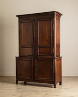 19th Century Large French Oak Two Piece Blind Door Cabinet, France, 1860's - Lone Fox