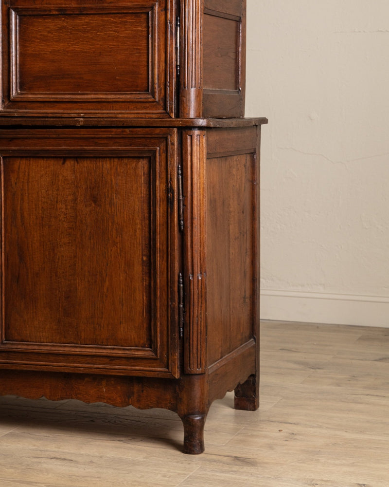 19th Century Large French Oak Two Piece Blind Door Cabinet, France, 1860's - Lone Fox