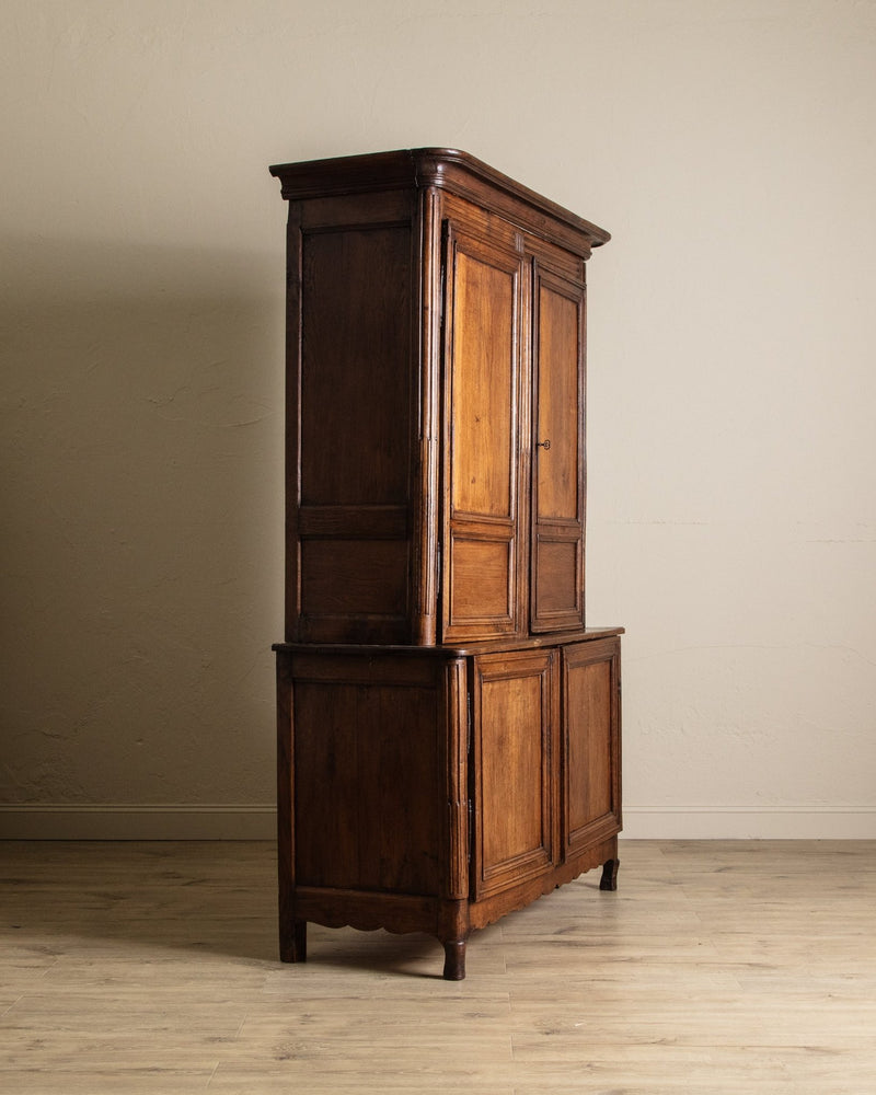 19th Century Large French Oak Two Piece Blind Door Cabinet, France, 1860's - Lone Fox
