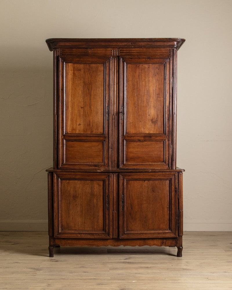19th Century Large French Oak Two Piece Blind Door Cabinet, France, 1860's - Lone Fox
