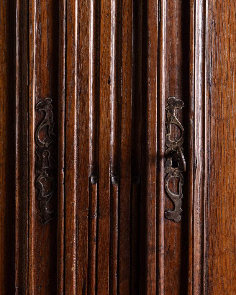 19th Century Large French Oak Two Piece Blind Door Cabinet, France, 1860's - Lone Fox