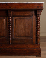19th Century Pine & Marble Top Bar w/ Bobbin Columns, France - Lone Fox