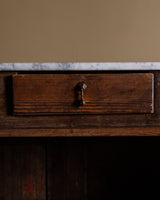 19th Century Pine & Marble Top Bar w/ Bobbin Columns, France - Lone Fox