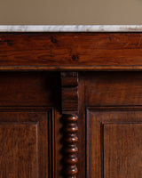 19th Century Pine & Marble Top Bar w/ Bobbin Columns, France - Lone Fox