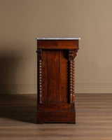 19th Century Pine & Marble Top Bar w/ Bobbin Columns, France - Lone Fox