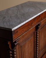 19th Century Pine & Marble Top Bar w/ Bobbin Columns, France - Lone Fox