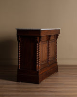 19th Century Pine & Marble Top Bar w/ Bobbin Columns, France - Lone Fox