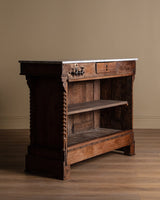 19th Century Pine & Marble Top Bar w/ Bobbin Columns, France - Lone Fox