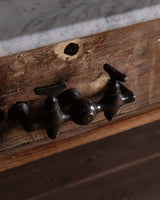 19th Century Pine & Marble Top Bar w/ Bobbin Columns, France - Lone Fox