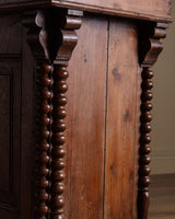 19th Century Pine & Marble Top Bar w/ Bobbin Columns, France - Lone Fox