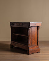 19th Century Pine & Marble Top Bar w/ Bobbin Columns, France - Lone Fox