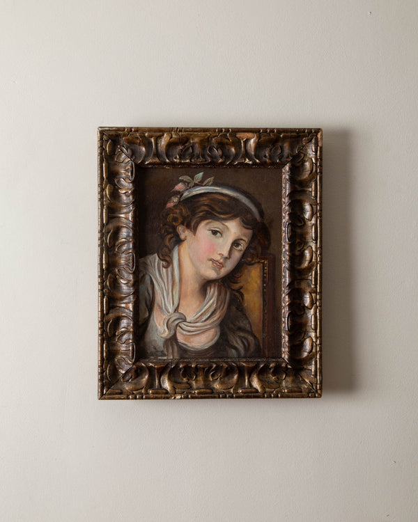 19th Century Portrait of Young Girl in Original Frame - Lone Fox