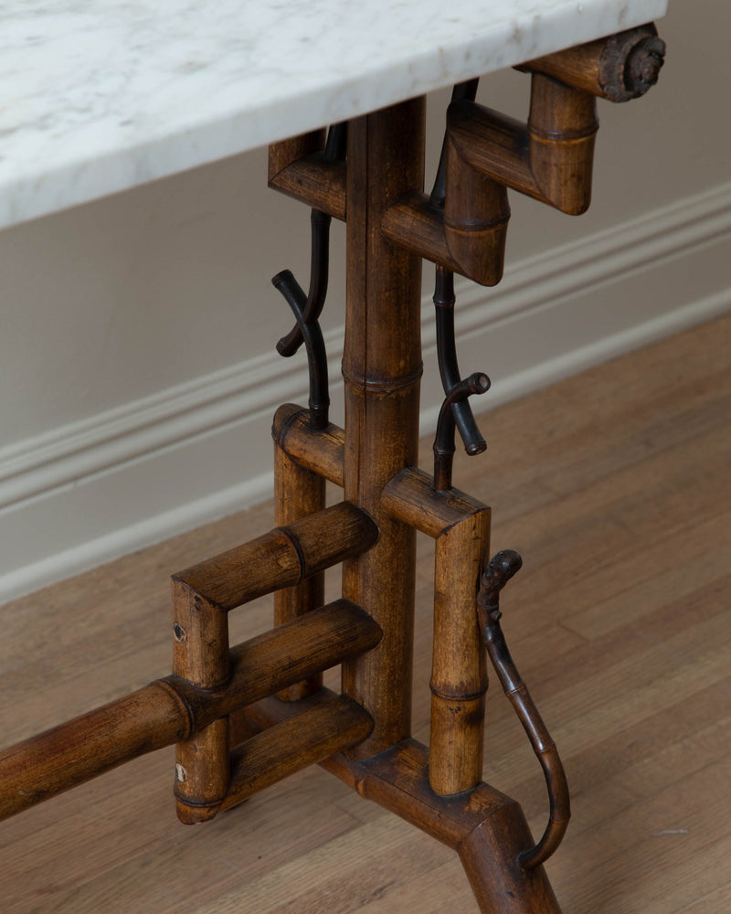 19th Century Victorian Bamboo & Marble Console - Lone Fox