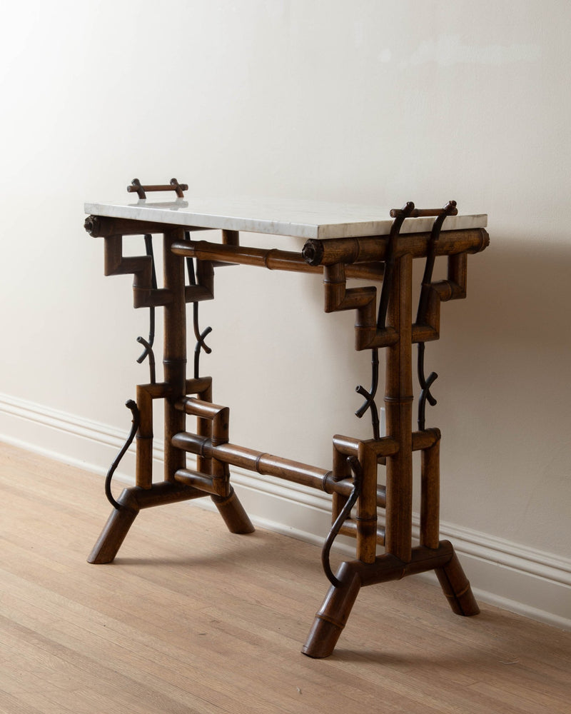 19th Century Victorian Bamboo & Marble Console - Lone Fox