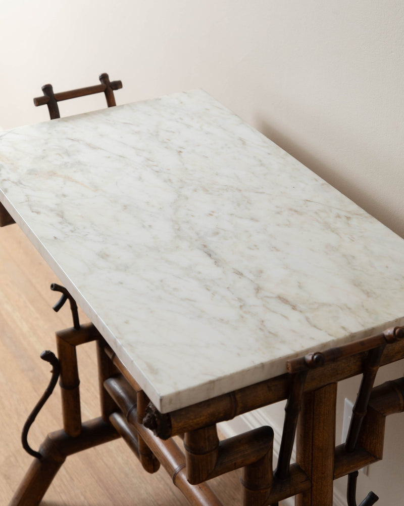 19th Century Victorian Bamboo & Marble Console - Lone Fox