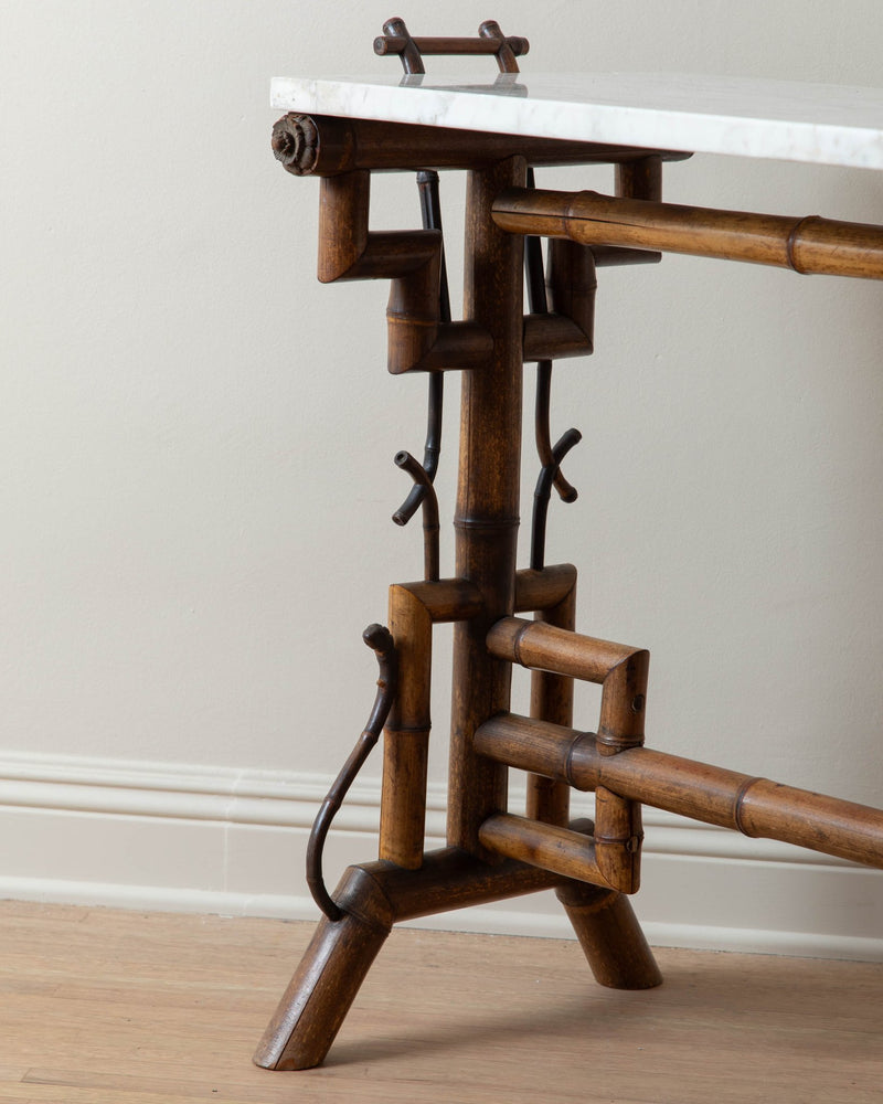 19th Century Victorian Bamboo & Marble Console - Lone Fox