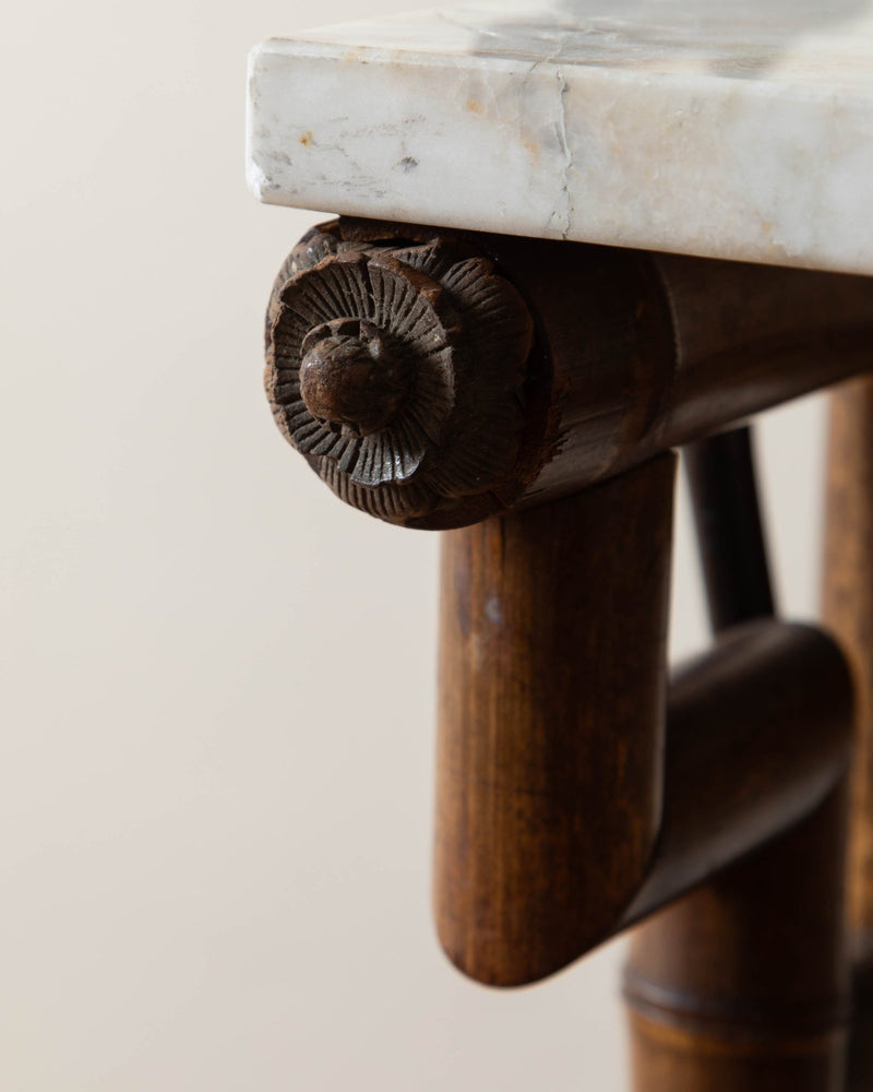 19th Century Victorian Bamboo & Marble Console - Lone Fox