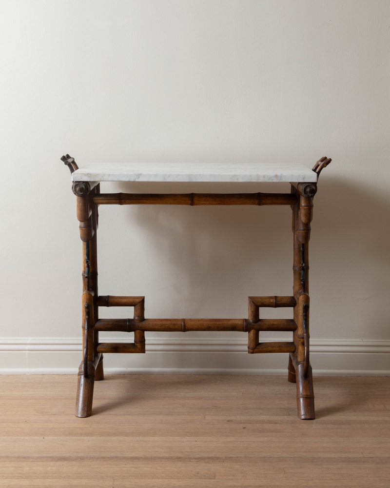 19th Century Victorian Bamboo & Marble Console - Lone Fox