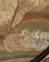 19th Century Victorian Pastoral Needlework in Oval Frame - Lone Fox