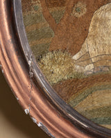 19th Century Victorian Pastoral Needlework in Oval Frame - Lone Fox