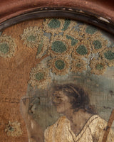 19th Century Victorian Pastoral Needlework in Oval Frame - Lone Fox