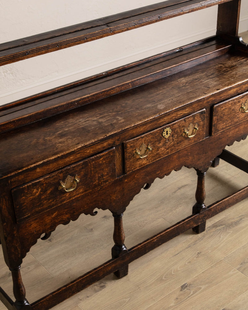 19th Century Welsh Oak Dresser w/ Plate Rack - Lone Fox