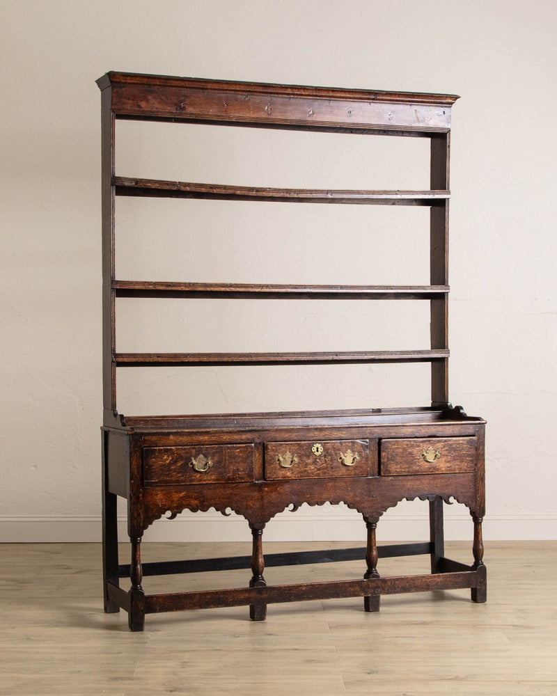 19th Century Welsh Oak Dresser w/ Plate Rack - Lone Fox