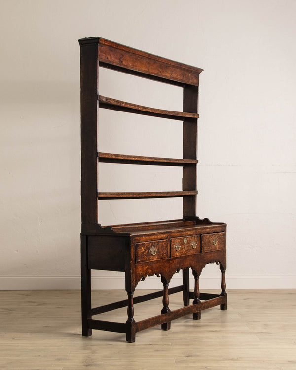 19th Century Welsh Oak Dresser w/ Plate Rack - Lone Fox