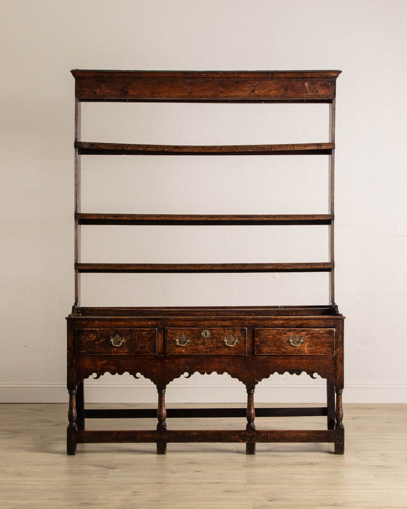 19th Century Welsh Oak Dresser w/ Plate Rack - Lone Fox