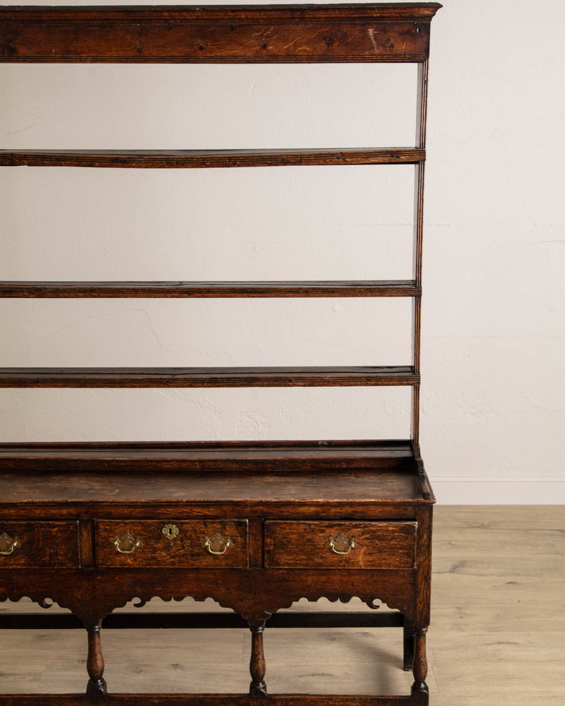 19th Century Welsh Oak Dresser w/ Plate Rack - Lone Fox