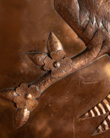 Copper Tole Peacock in Oak Frame, 1970's