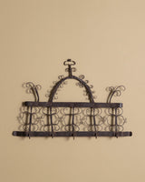 Swirly Iron Wall Rack w/ Hooks, France, 1960's
