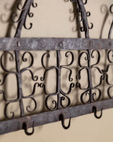 Swirly Iron Wall Rack w/ Hooks, France, 1960's