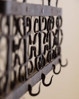 Swirly Iron Wall Rack w/ Hooks, France, 1960's