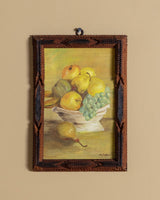 Apples & Pear Still Life Oil Painting in Tramp Art Frame
