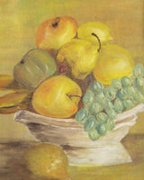 Apples & Pear Still Life Oil Painting in Tramp Art Frame