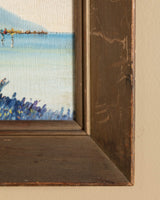 Mediterranean Coastal Landscape Oil Painting, 1950s