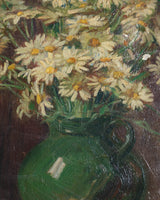 Daisies in Vase Still Life Oil Painting, 1940's