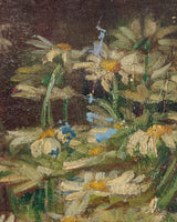 Daisies in Vase Still Life Oil Painting, 1940's