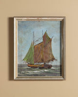 Tattered Sailboat Oil Painting, 1930's, Signed