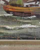 Tattered Sailboat Oil Painting, 1930's, Signed