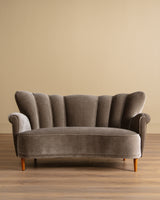 Scandinavian Sculpted Wingback Sofa in Otter Mohair, 1950s (2 available)