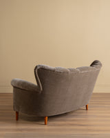 Scandinavian Sculpted Wingback Sofa in Otter Mohair, 1950s (2 available)