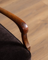 Danish Lounge Chair & Ottoman in Chocolate Chenille, 1960's