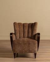 Sculptural Danish Fluted Lounge Chairs in Warm Dotted Chenille, 1950s (2 Available)