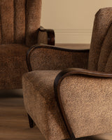 Sculptural Danish Fluted Lounge Chairs in Warm Dotted Chenille, 1950s (2 Available)