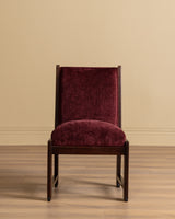 Set of Four Dutch Haagse School Oak Dining Chairs in Merlot Chenille, 1920s