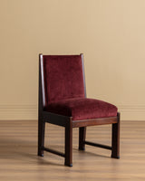Set of Four Dutch Haagse School Oak Dining Chairs in Merlot Chenille, 1920s